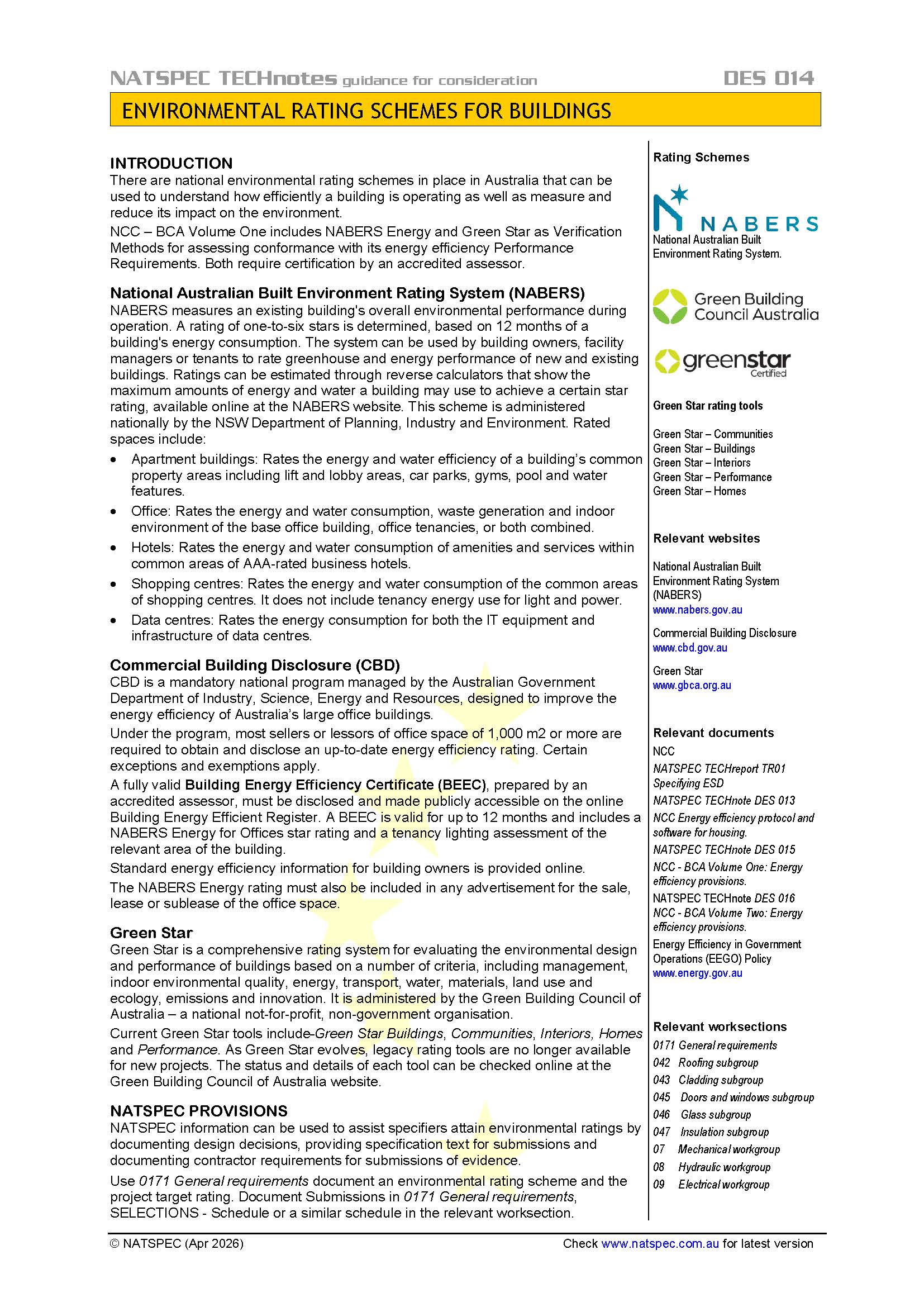 NTN DES 014 Environmental ratings schemes for buildings