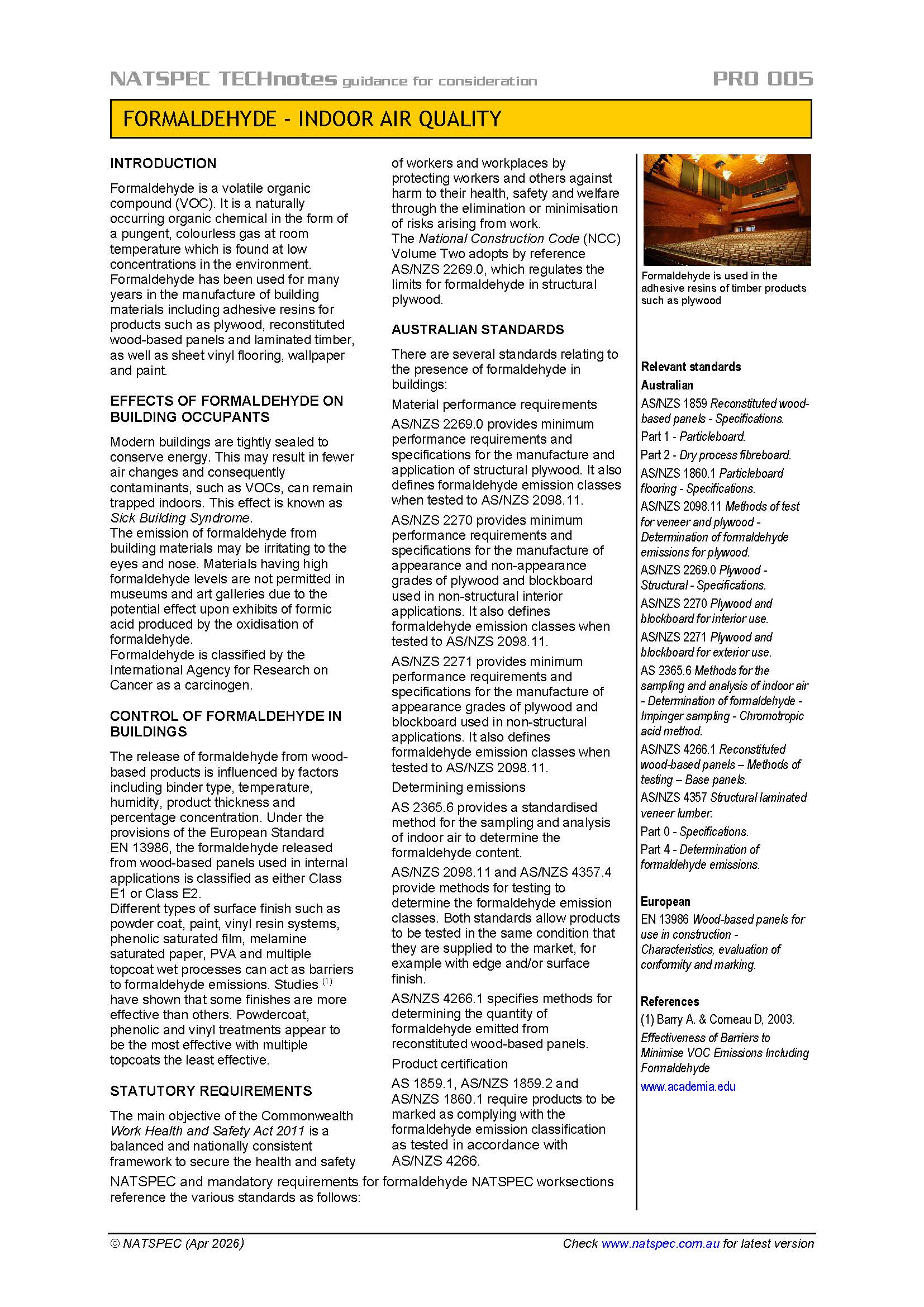 NTN PRO 005 Formaldehyde Indoor air quality Page 1