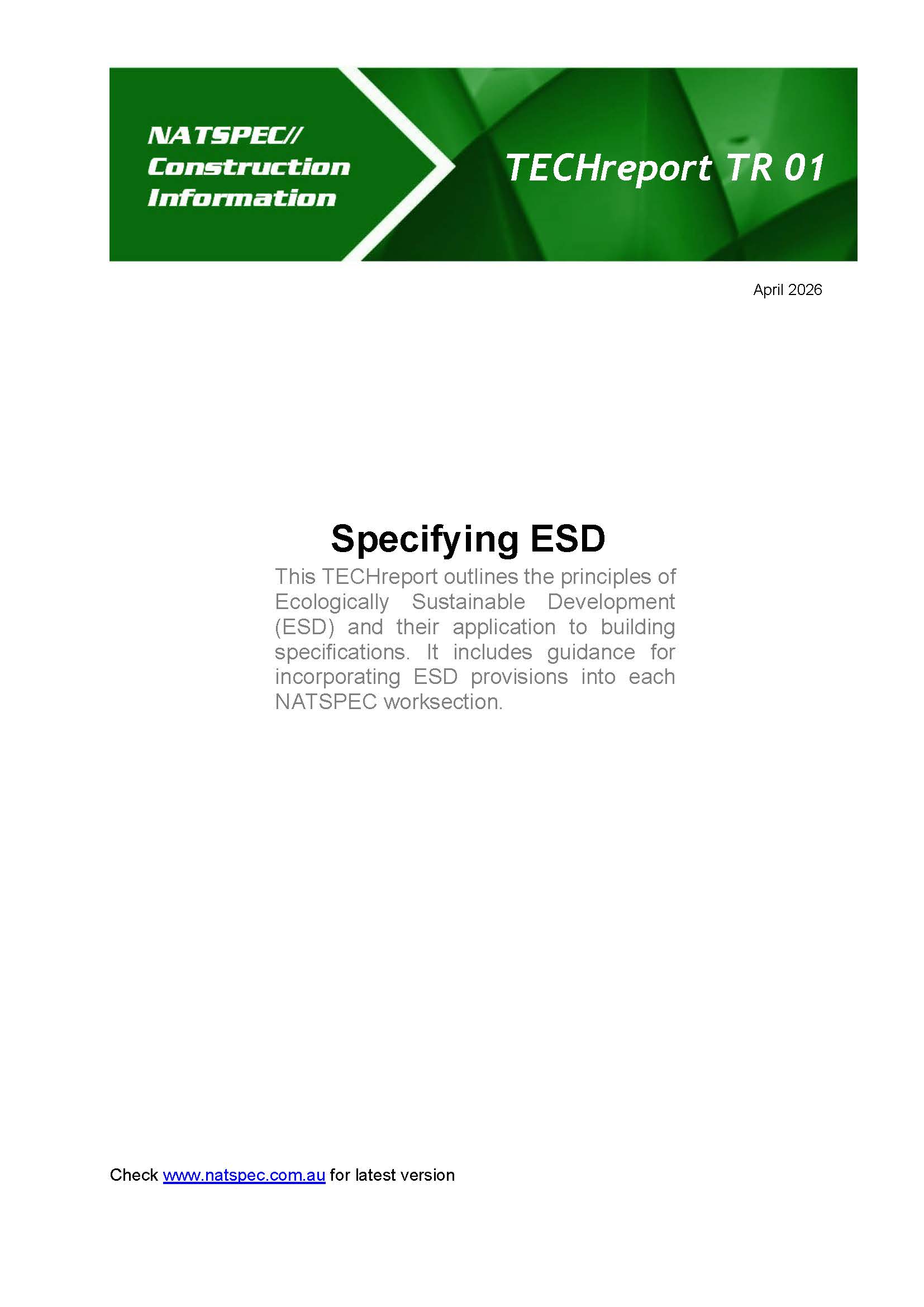 TECHreport TR 01 Specifying ESD